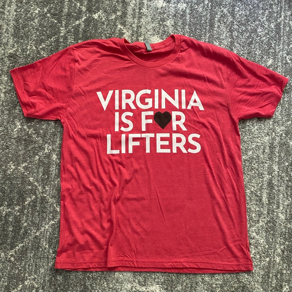 Virginia Is For Lifters T-Shirt - Extremely Soft - Large - Unisex - Red
